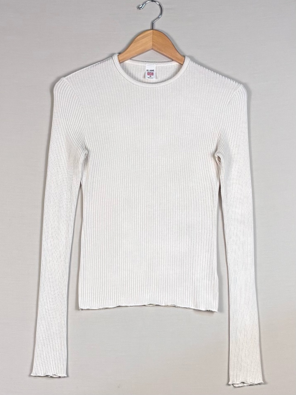 RE/DONE x Hanes White Ribbed Long Sleeve Tee XS Minimalist Luxury Top